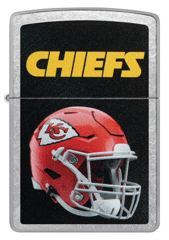 Front shot of NFL Kansas City Chiefs Helmet Street Chrome Windproof Lighter.
