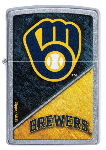 Front shot of MLB® Milwaukee Brewers™ Street Chrome™ Windproof Lighter.