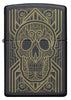 Front of Art Deco Skull Black Matte Windproof Lighter