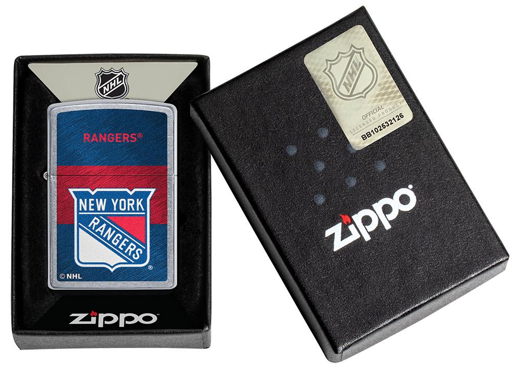 NHL® New York Rangers Street Chrome™ Windproof Lighter in its packaging