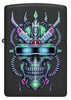 Front view of Zippo Cyber Skull Design Black Matte Windproof Lighter.