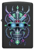 Front view of Zippo Cyber Skull Design Black Matte Windproof Lighter.