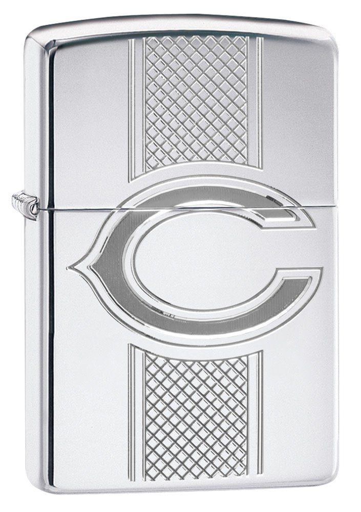 Front shot of NFL Chicago Bears Deep Carve Collectible Windproof Lighter standing at a 3/4 angle