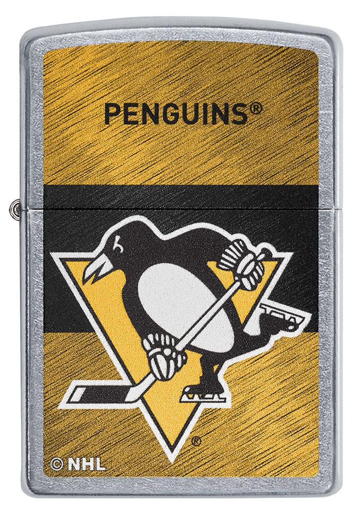 Front of NHL® Pittsburgh Penguins Street Chrome™ Windproof Lighter