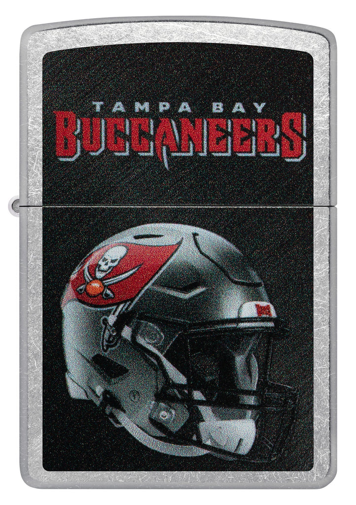 Front shot of NFL Tampa Bay Buccaneers Helmet Street Chrome Windproof Lighter.