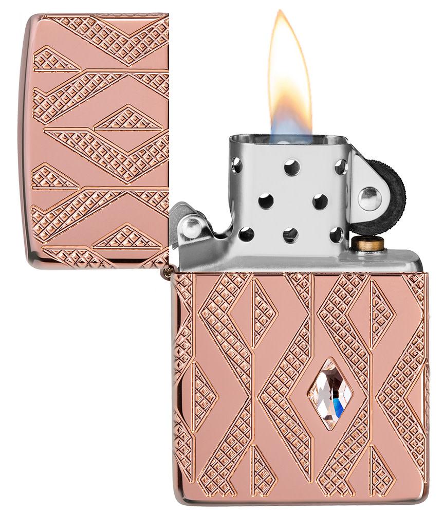 Zippo Lighter: Diamond Pattern, MultiCut Armor - Rose Gold 49702