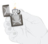 John Smith Gumbula Owl Black Ice® Windproof Lighter lit in hand