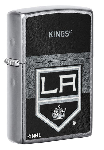 Front shot of NHL® LA Kings Street Chrome™ Windproof Lighter standing at a 3/4 angle