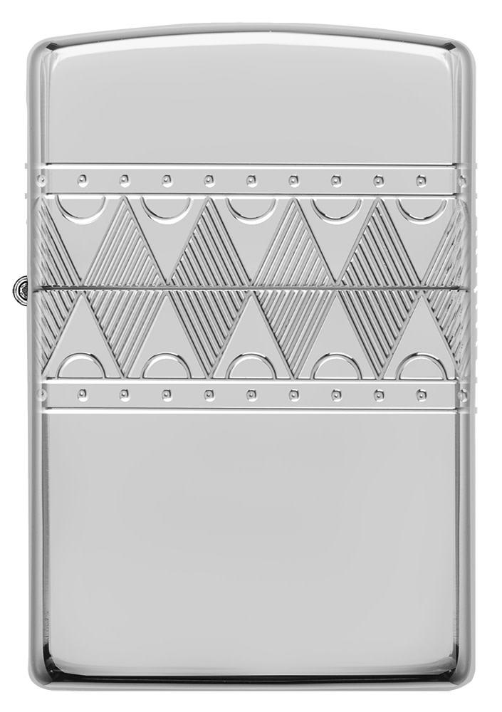 Front view of ArmorÂ® Sterling Silver Diamond Pattern Design Windproof Lighter.