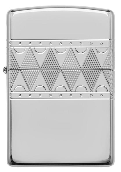 Front view of ArmorÂ® Sterling Silver Diamond Pattern Design Windproof Lighter.