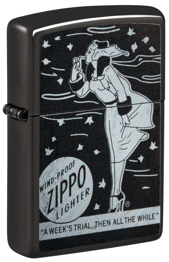 Zippo Windy Design High Polish Black Windproof Lighter | Zippo USA