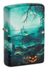 Front shot of Zippo Graveyard Design 540 Color Windproof Lighter standing at a 3/4 angle.