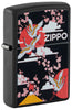 Front shot of Zippo Kimono Design Black Matte Windproof Lighter standing at a 3/4 angle