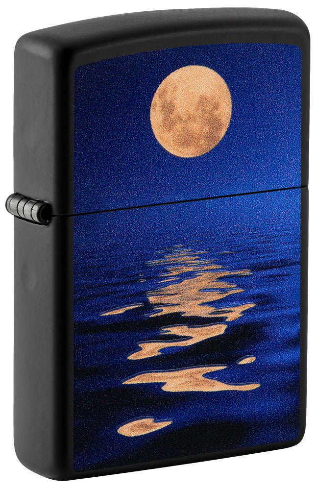 Full Moon Design Black Light Black Matte Windproof Lighter | Zippo USA