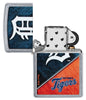 MLB® Detroit Tigers™ Street Chrome™ Windproof Lighter with its lid open and unlit.