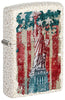 Front shot of Statue of Liberty Design Mercury Glass Windproof Lighter standing at a 3/4 angle.