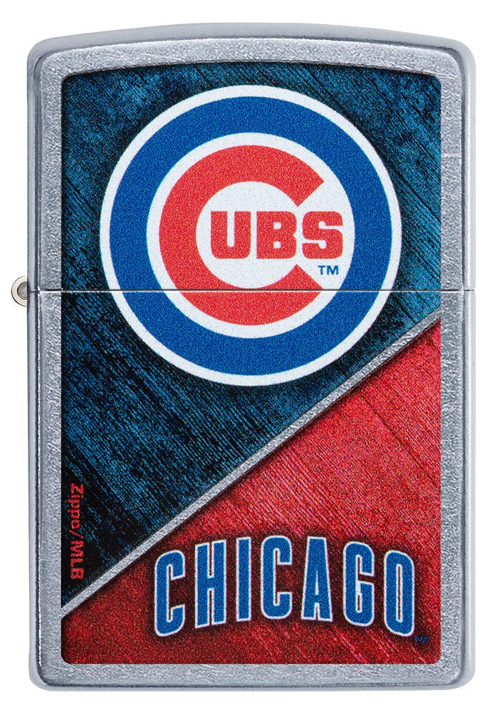 Front shot of MLB™ Chicago Cubs™ Street Chrome™ Windproof Lighter.