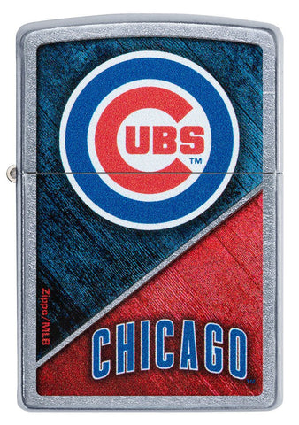Front shot of MLB® Chicago Cubs™ Street Chrome™ Windproof Lighter.