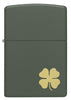 Front shot of Four Leaf Clover Green Matte Windproof Lighter.