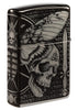 Back view of Hawkmoth High Polish Black Windproof Lighter standing at a 3/4 angle