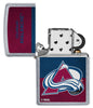 NHL® Colorado Avalanche Street Chrome™ Windproof Lighter with its lid open and unlit