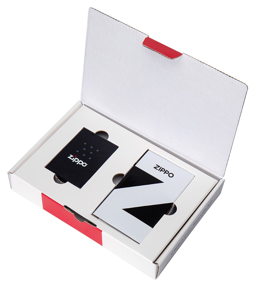 Image of Cigar Lovers Retrofit Kit packaging open revealing the Zippo Ashtray and Double Butane lighter insert