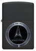 Front view of Zippo U.S. Space Force Design Black Matte Windproof Lighter.