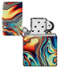 Zippo Colorful Swirl Design Glow in the Dark 540 Color Windproof Lighter with its lid open and unlit.