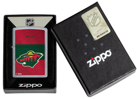 NHL® Minnesota Wild Street Chrome™ Windproof Lighter in its packaging