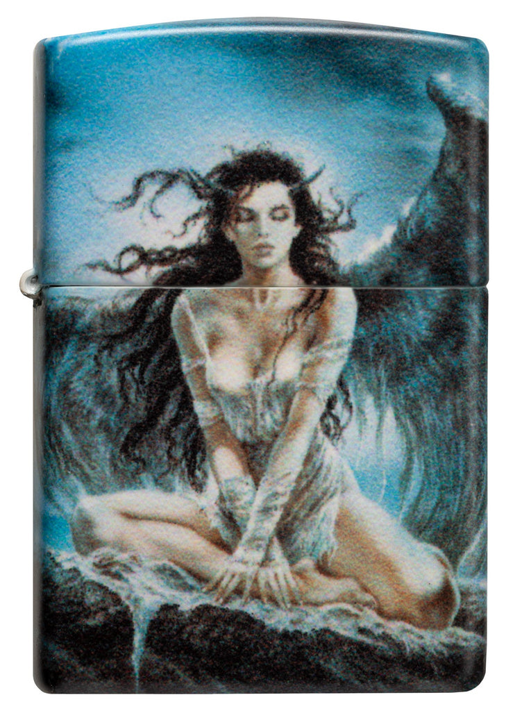Front view of Zippo Luis Royo Woman Angel 540 Color Windproof Lighter.