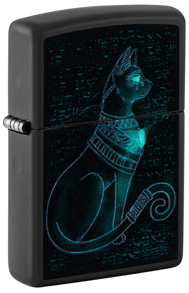Zippo Black Light Spiritual Cat Design Black Matte Windproof Lighter
