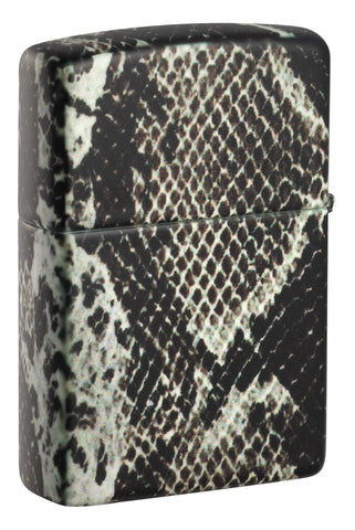 Back shot of Snake Skin Design 540 Color Windproof Lighter standing at a 3/4 angle.