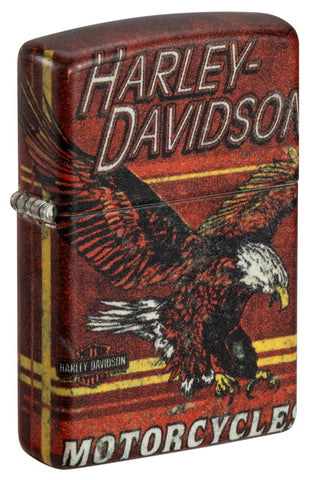 Front shot of Zippo Harley-Davidson Eagle 540 Color Windproof Lighter standing at a 3/4 angle.