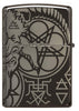 Back shot of Occult Design High Polish Black Windproof Lighter.