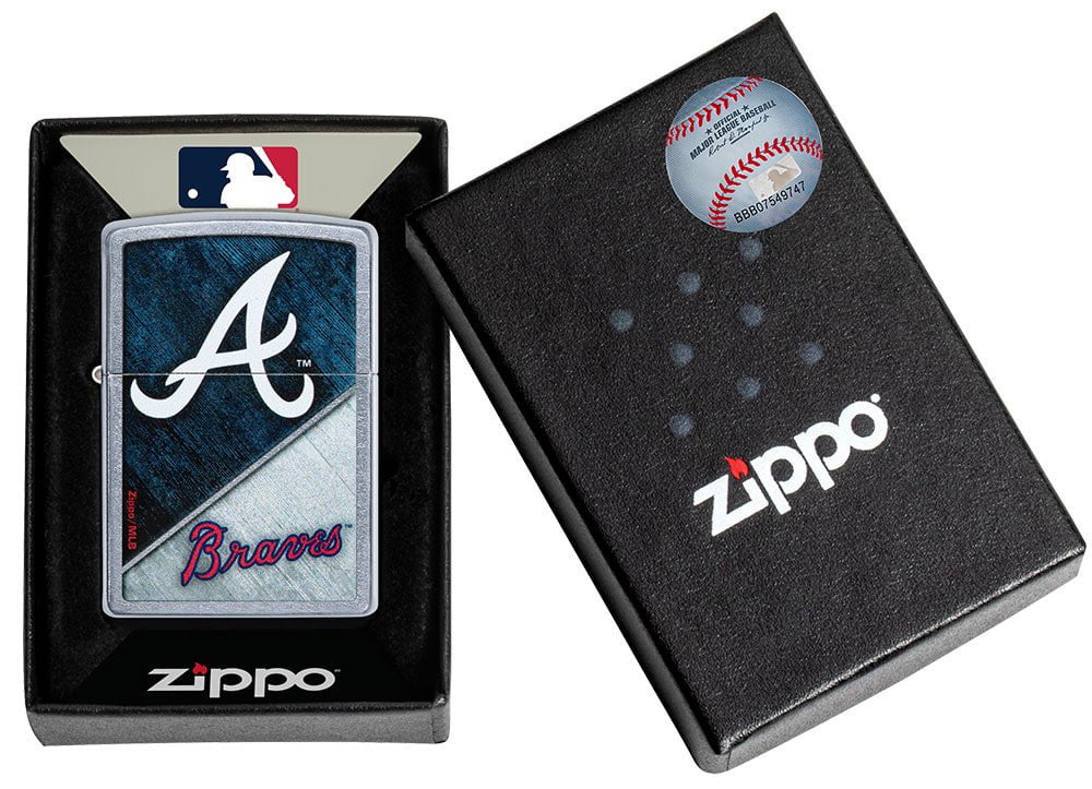 MLB™ Atlanta Braves™ Street Chrome™ Windproof Lighter in its packaging.