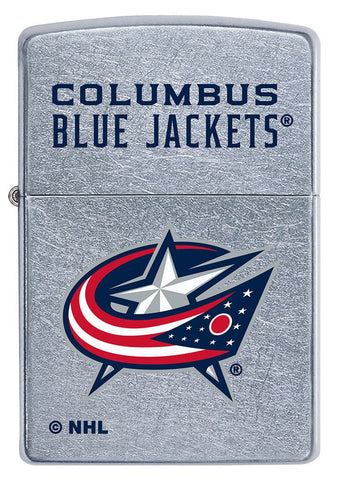 Front of NHL Columbus Blue Jackets Street Chrome™ Windproof Lighter