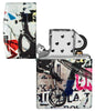 Zippo Pop Art Design 540 Color Windproof Lighter with its lid open and unlit.