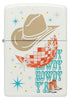 Front shot of Zippo Howdy Cowboy White Matte Windproof Lighter.