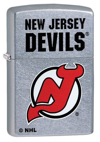 Front shot of NHL New Jersey Devils Street Chrome™ Windproof Lighter standing at a 3/4 angle