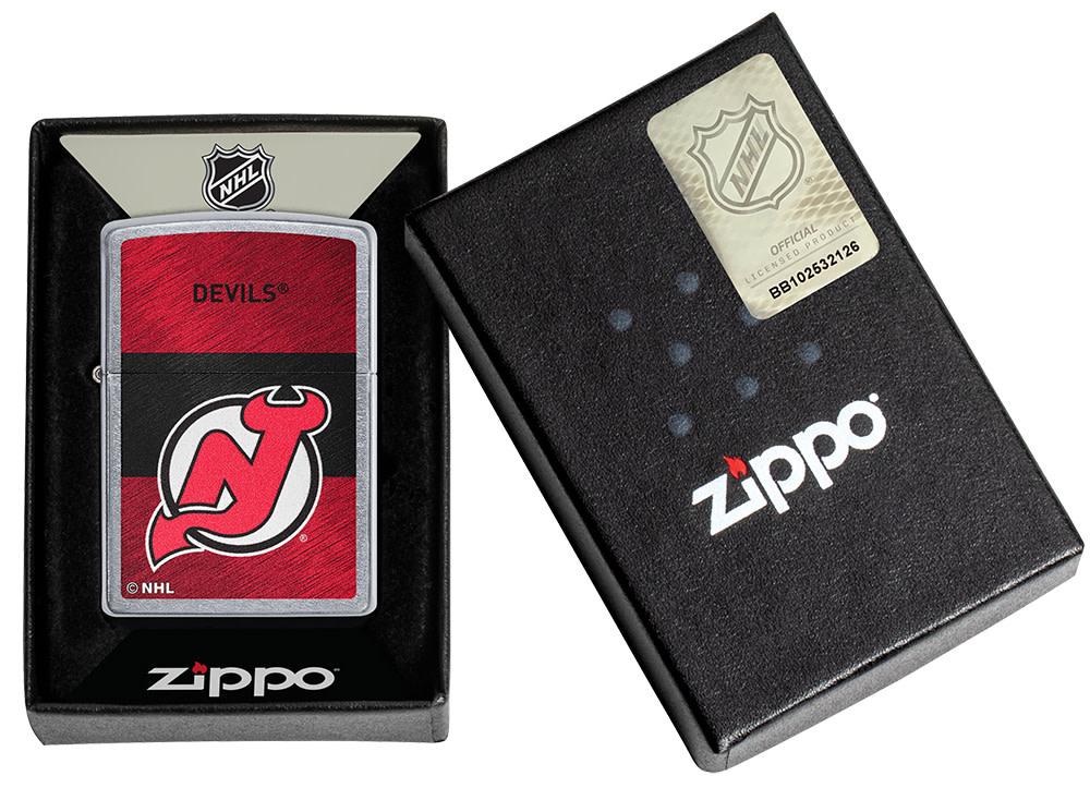 NHL® New Jersey Devils Street Chrome™ Windproof Lighter in its packaging
