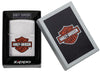 Harley-Davidson Logo Brushed Chrome Windproof Lighter in its packaging
