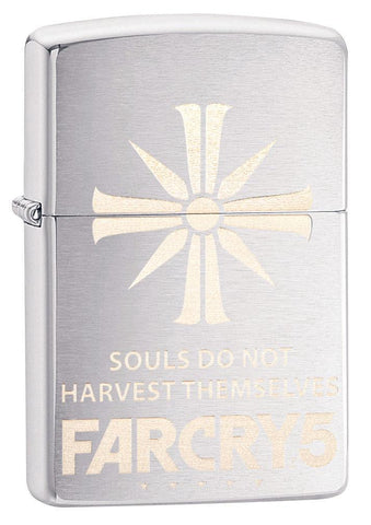 Front of Far Cry 5 Eden's Gate Windproof Lighter standing at a 3/4 angle