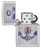 Anchor Design High Polish Chrome Windproof Lighter with its lid open and unlit