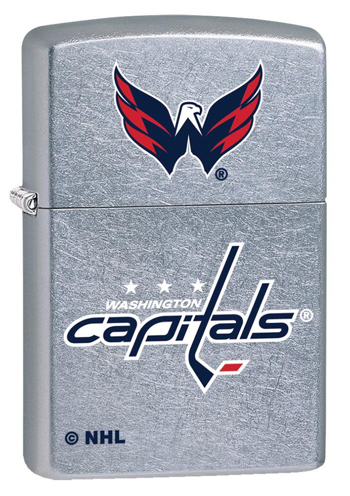 Front shot of NHL Washington Capitals Street Chrome™ Windproof Lighter standing at a 3/4 angle