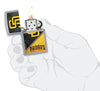 MLB™ San Diego Padres™ Street Chrome™ Windproof Lighter lit in hand.