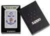 Anchor Design High Polish Chrome Windproof Lighter in its packaging