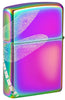 Back shot of Zippo Dragonfly Design Multi Color Windproof Lighter standing at a 3/4 angle.