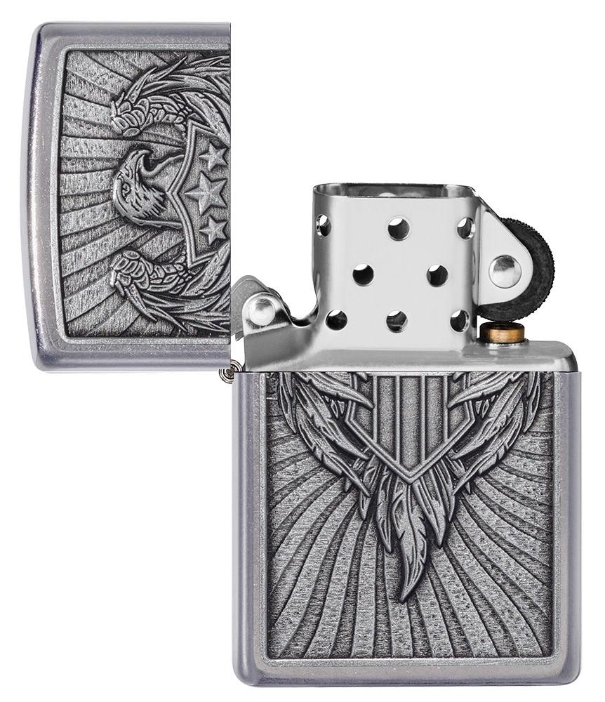 Eagle Shield Emblem Design Street Chrome™ Windproof Lighter