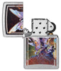 Frank Frazetta Mythical Fairy Street Chrome Windproof Lighter with its lid open and unlit.