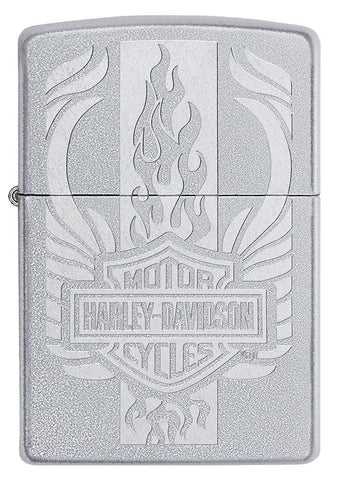 Front view of Harley-Davidson® Luster Etch Satin Chrome Windproof Lighter.